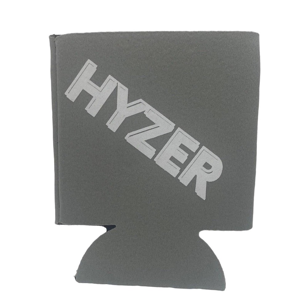 Disc Golf Koozie Cooler Custom Made Double Sided Vinyl Logo HYZER DG Affair Grey